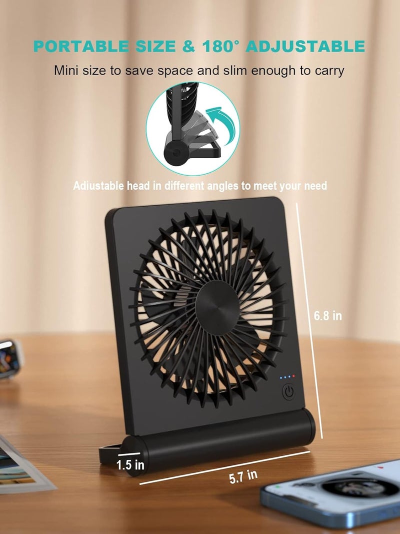 Tevelecin Small Desk Fan,Rechargeable USB Fan Battery Operated,Ultra Quiet, Strong Wind, 3 Speeds Travel Fans - Image 4